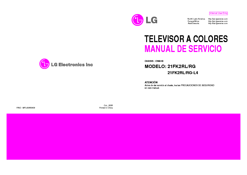 LG 21FK2RL[RG] SPANISH CHASSIS CW81B service manual (1st page)